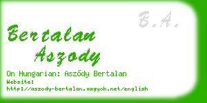 bertalan aszody business card